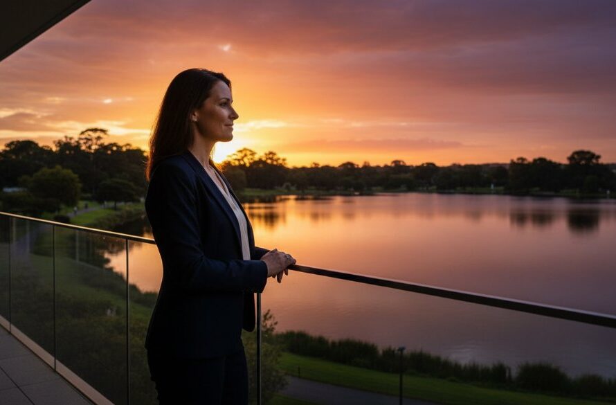 A dramatic, professionally lit photograph showcasing a successful Benalla professional receiving outstanding professional corporate headshots Benalla Victoria, taken with dynamic composition and cinematic colour grading, reflecting achievement near the Benalla Botanical Gardens.