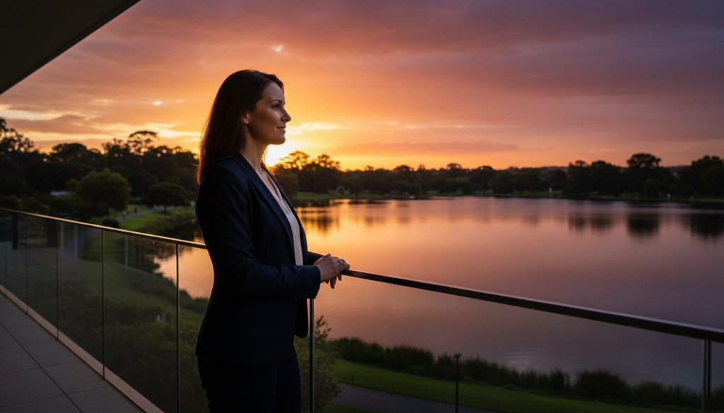 A dramatic, professionally lit photograph showcasing a successful Benalla professional receiving outstanding professional corporate headshots Benalla Victoria, taken with dynamic composition and cinematic colour grading, reflecting achievement near the Benalla Botanical Gardens.