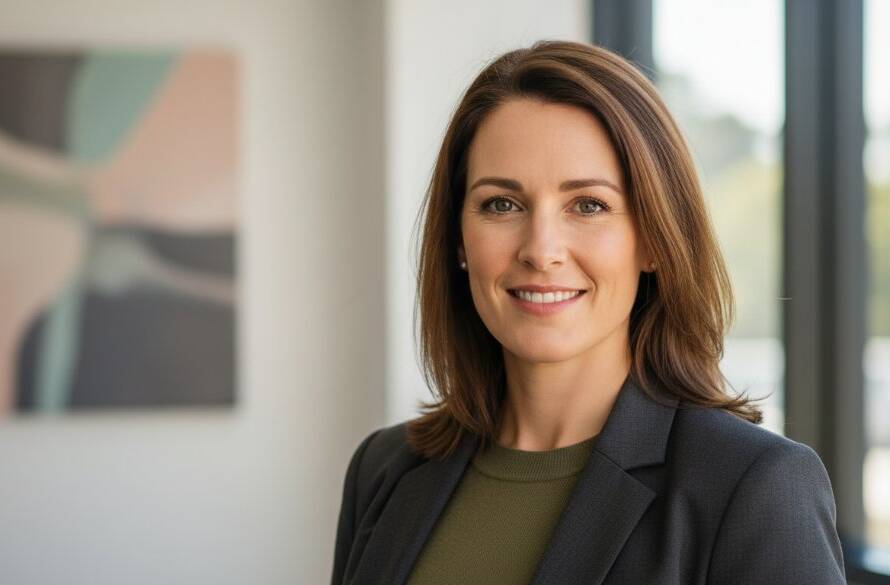 A dynamic professional headshot in Chelsea Heights Victoria, showcasing a local entrepreneur with a confident expression, dramatic lighting highlighting their profile against a subtly blurred backdrop featuring elements of the Chelsea Heights community, embodying the essence of Professional Headshots Chelsea Heights Victoria Local.