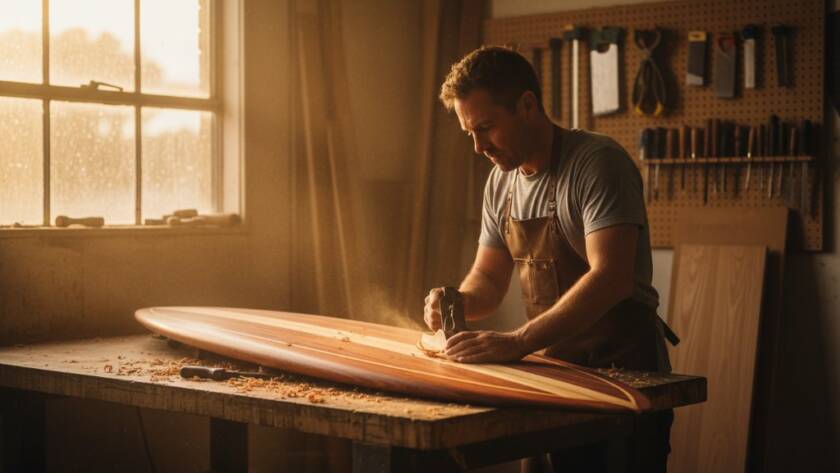 A vibrant, professionally lit shot of a barista expertly crafting a coffee in a modern Knoxfield cafe, embodying professional Knoxfield commercial photography for brand storytelling, with blurred customers in the background creating a dynamic, authentic business scene.