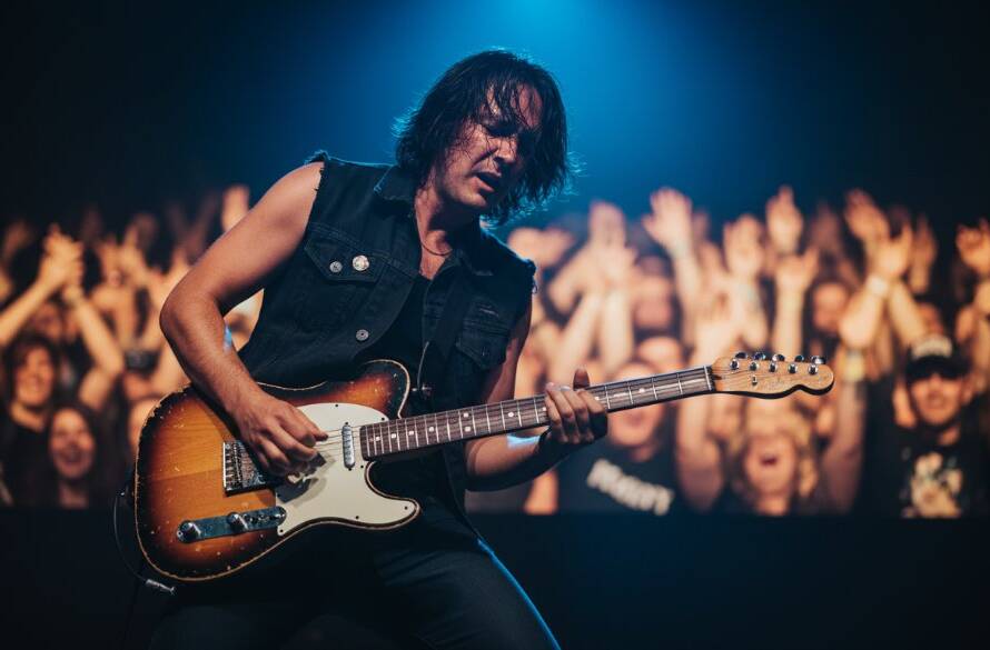 Professional live music photography Hughesdale capturing a lead singer mid-performance, bathed in dramatic stage lights, expressing pure passion at a local Hughesdale venue.