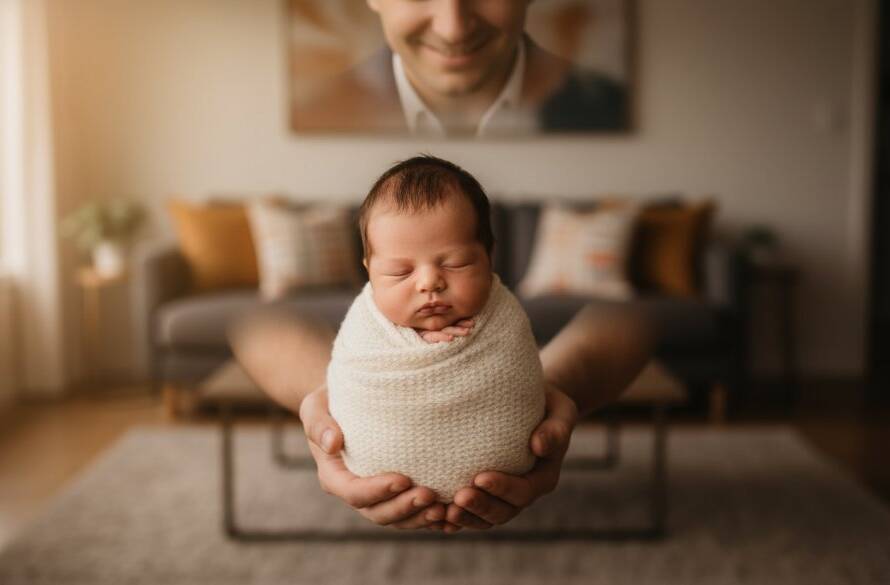 A heartwarming and professional newborn photography Mount Waverley family keepsakes portrait, capturing a baby peacefully sleeping in a gentle, warm light, with parents' hands softly cradling them, evoking a sense of protective love and new beginnings, against a softly blurred, elegant Mount Waverley home setting. This epic moment is beautifully color-graded with a soft, cinematic feel.