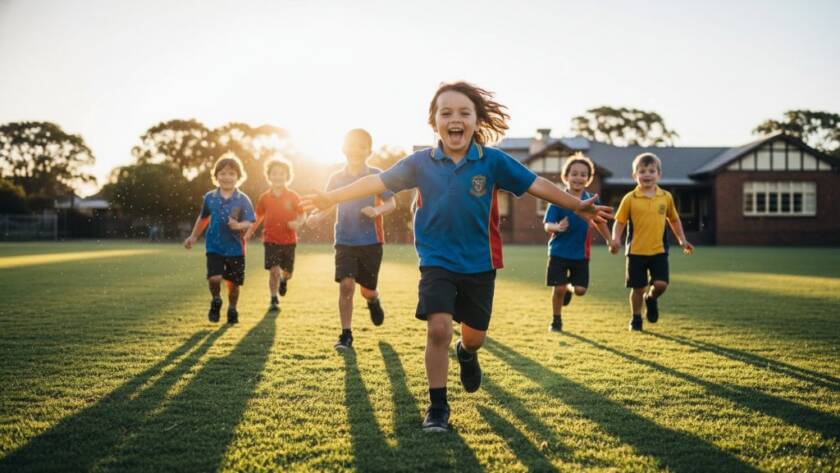 Dynamic close-up shot capturing a joyous student proudly holding their graduation certificate at a Professional School Portraits Scoresby Victoria session, with soft, golden hour light illuminating their celebratory smile and the school's historical facade blurred in the background, conveying an epic moment of achievement.