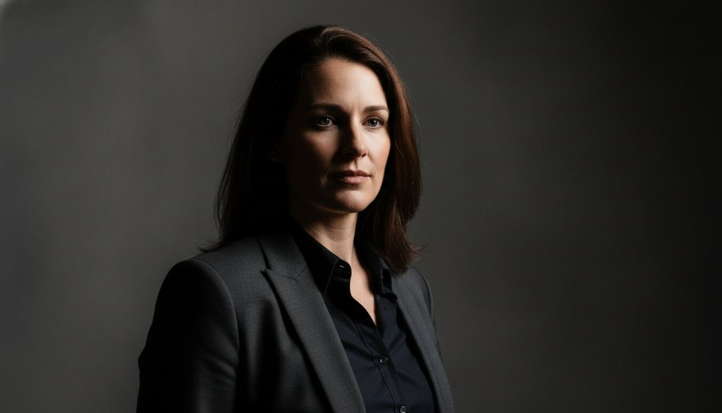 A powerful, cinematic black and white portrait captured through professional studio photography Ashburton VIC, showing a person's raw emotion and strength with dramatic chiaroscuro lighting, creating an epic moment of connection.