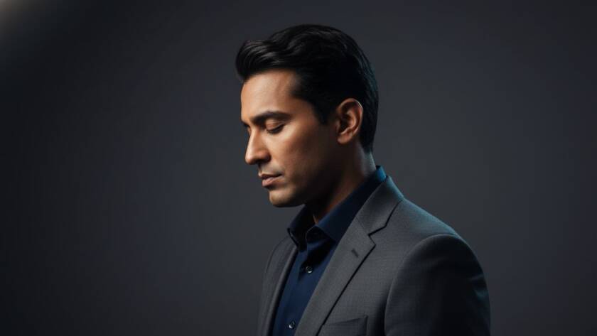 A powerful, cinematic photograph capturing a professional studio photography Skye vibrant portraits session, featuring a subject bathed in dramatic, warm light, creating an epic moment of intense focus and artistic depth.