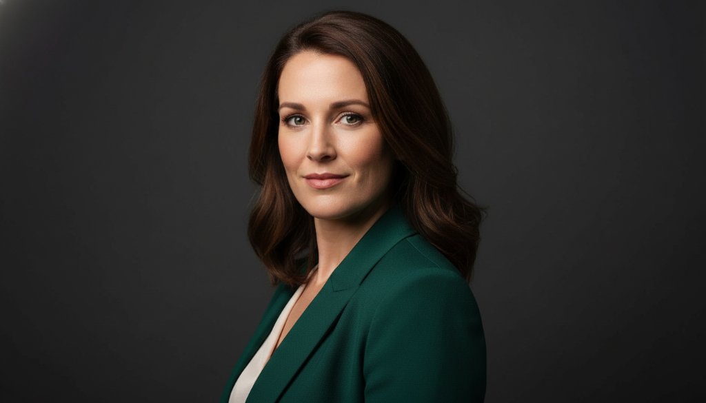 Dramatic, emotionally resonant studio portrait of a successful professional in Brighton, Victoria, with dynamic lighting and a sophisticated deep blue background, reflecting the quality of professional studio portraits Brighton Victoria.