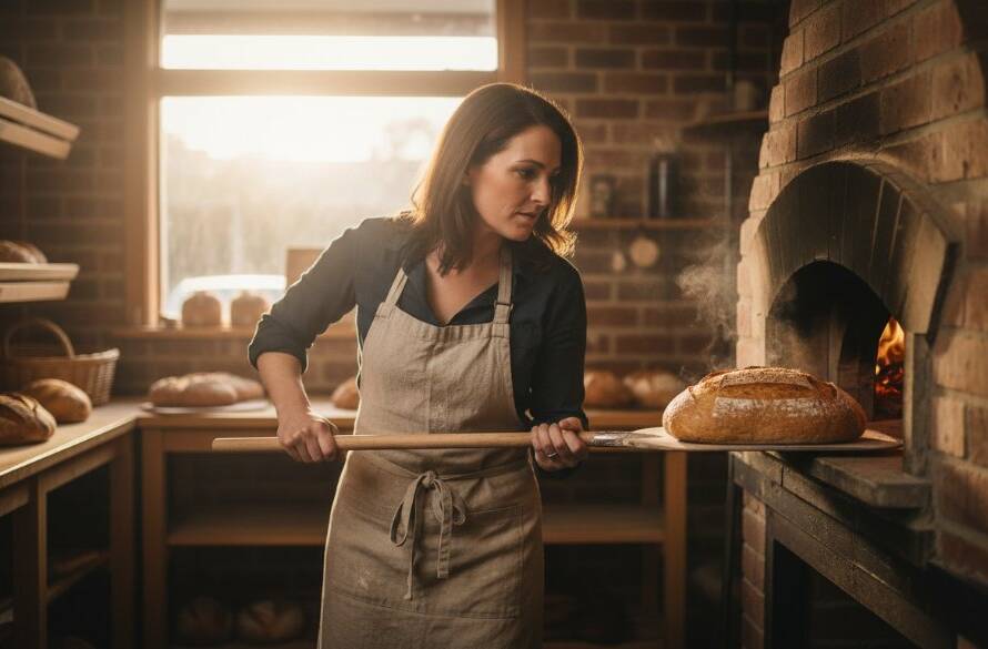 Dynamic hero shot for Ringwood North advertising photography to boost local brands, showing a local café owner proudly presenting a freshly brewed coffee, captured with dramatic lighting and bokeh in a bustling Ringwood North street scene.