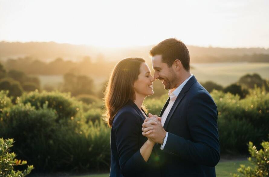 A stunning 'epic moment' photograph of a couple embracing passionately amidst the golden hour glow in Deer Park's natural parkland, featuring romantic pre-wedding photography Deer Park Victoria, with professional colour grading and dramatic backlighting highlighting their connection.