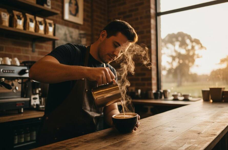Dynamic Sandhurst advertising photography for local business growth, featuring a local artisanal product dramatically lit against the backdrop of Sandhurst's picturesque natural setting at sunset, showcasing its quality and appeal.