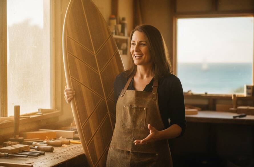 Dynamic Sandringham professional commercial photography for local businesses, capturing a chef proudly presenting a dish with dramatic backlighting in a modern Sandringham cafe, showcasing culinary excellence.