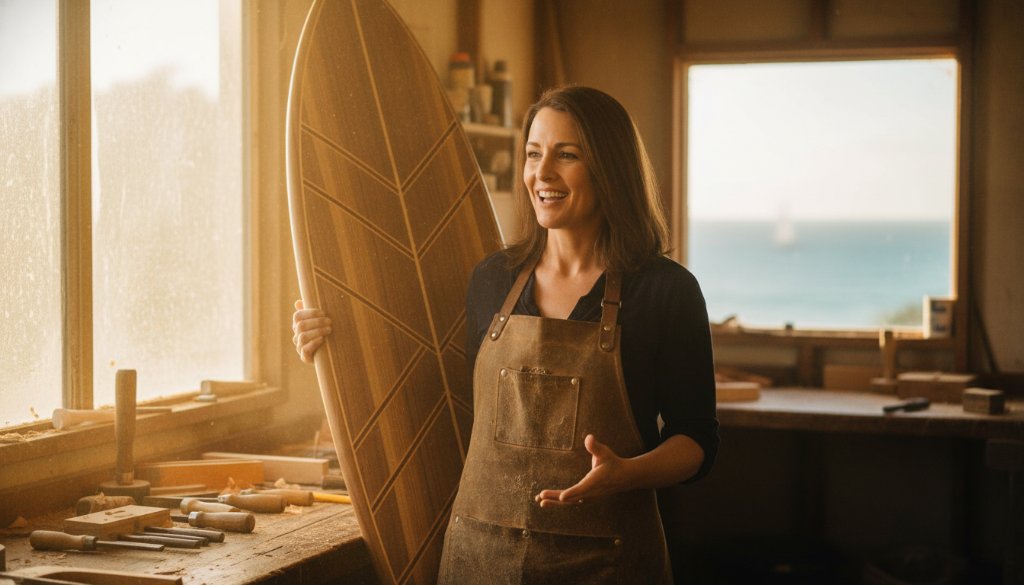 Dynamic Sandringham professional commercial photography for local businesses, capturing a chef proudly presenting a dish with dramatic backlighting in a modern Sandringham cafe, showcasing culinary excellence.
