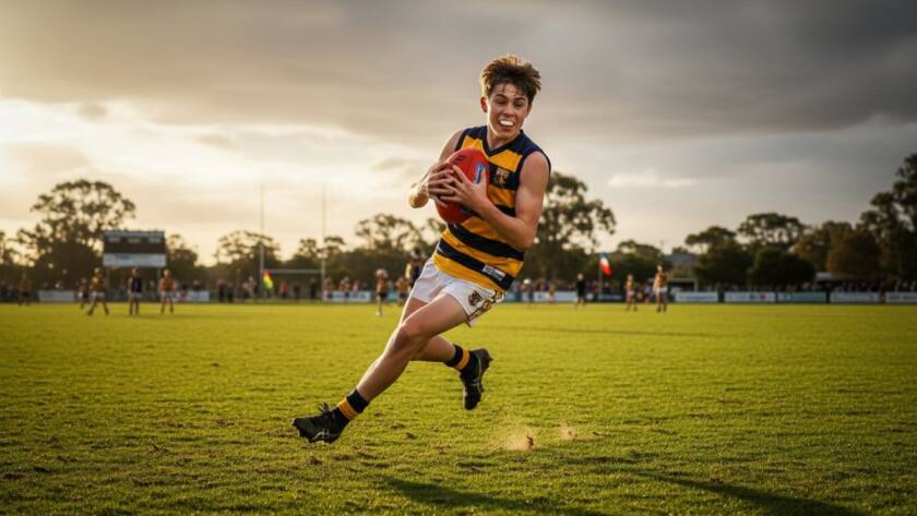 An epic moment in Scoresby junior sports photography dynamic action, showing a young athlete mid-jump during a basketball game, surrounded by vibrant court colours and dramatic lighting, celebrating a successful shot.