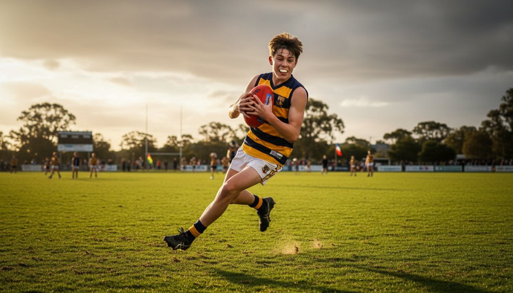 An epic moment in Scoresby junior sports photography dynamic action, showing a young athlete mid-jump during a basketball game, surrounded by vibrant court colours and dramatic lighting, celebrating a successful shot.