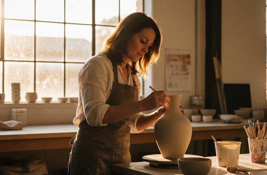 Dynamic hero shot capturing the essence of Seymour Victoria advertising photography for local businesses, showcasing a local artisan meticulously crafting their product in a beautifully lit workshop, highlighting dedication and quality.