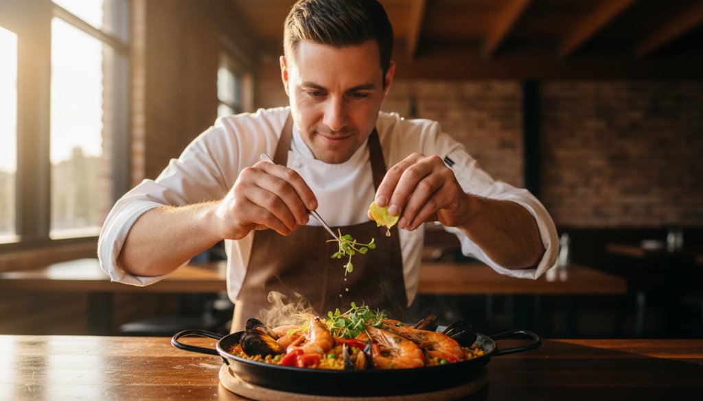 A cinematic, eye-level shot of a beautifully plated, vibrant gnocchi dish with fresh basil and parmesan, dramatically lit on a rustic wooden table in a sunlit Shepparton cafe. This professional food photography captures an epic moment of culinary artistry, highlighting the exquisite details for Shepparton expert food photography for cafes and restaurants.