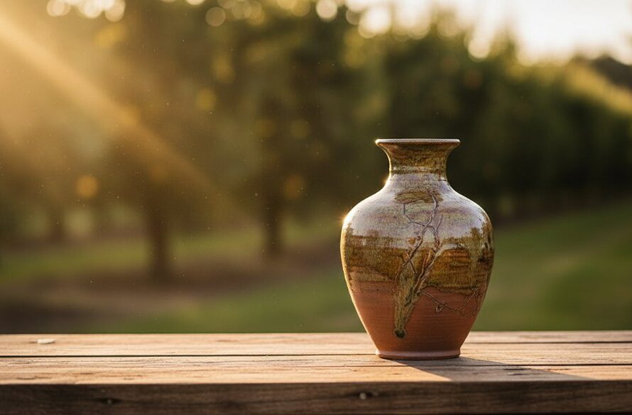 Dramatic studio shot of beautifully handcrafted ceramic mugs, illuminated by a warm, directional light, showcasing intricate details against a rustic Shepparton-inspired backdrop, exemplifying expert Shepparton product photography showcasing local artisan crafts.