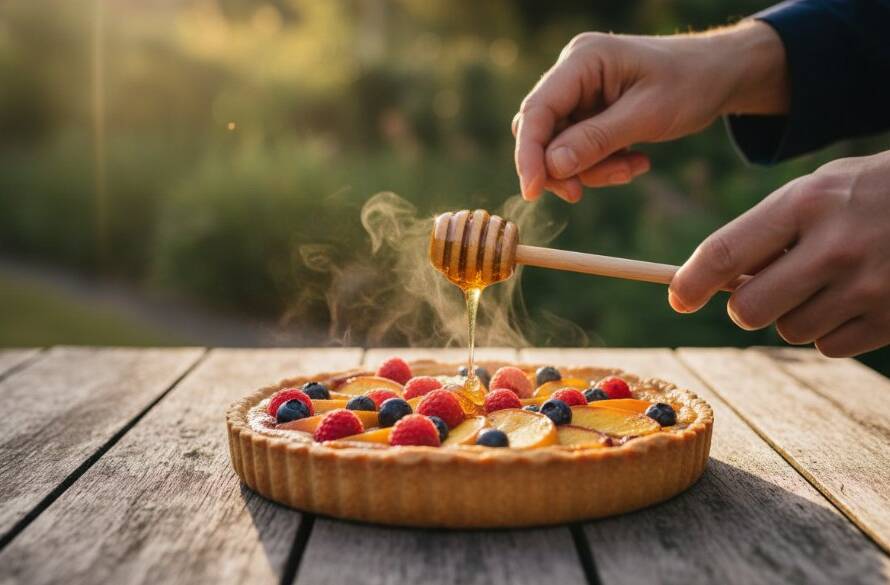 Dramatic, professionally lit photograph showcasing a beautifully plated artisanal dessert, perhaps a deconstructed pavlova, with a rich coffee, meticulously arranged on a rustic wooden table in a bustling Skye cafe, capturing the essence of Skye Victoria Artisan Food Photography elevate local flavours.