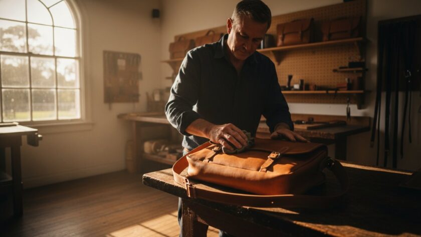 A dynamic, wide-angle shot capturing professional Soldiers Hill bespoke advertising photography in action, featuring a local artisan carefully crafting a bespoke item in a sun-drenched heritage workshop with dramatic chiaroscuro lighting, emphasizing dedication and quality, ideal for impactful brand visuals.