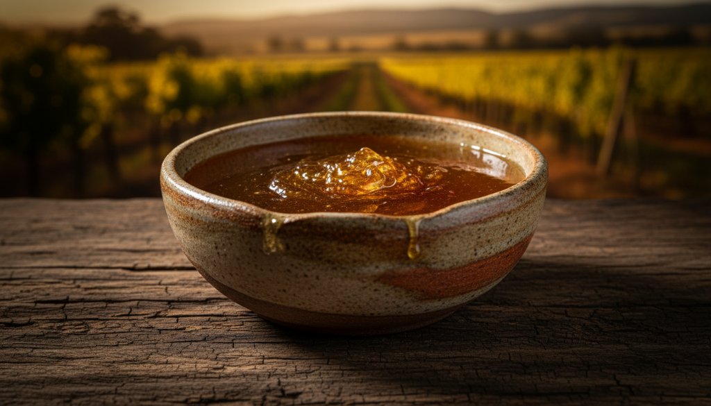 Dramatic, professionally lit photograph of handcrafted artisan olive oil bottles from Stawell, gleaming under cinematic studio lights, showcasing the unique textures and labels against a rustic, dark timber background, embodying Stawell artisan product photography to boost local brand appeal.
