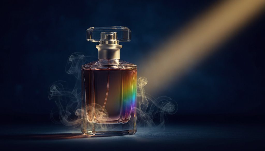 Dramatic, professional studio shot of a finely crafted artisan candle, glowing with a soft, warm light against a dark, minimalist background, surrounded by subtle wisps of smoke, captured with strategic product photography for Knoxfield businesses Victoria, emphasizing luxurious texture and inviting aroma.