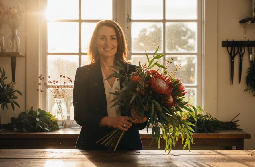 A dynamic Surrey Hills Branding Photography Melbourne shot featuring a local artisan passionately crafting pottery in her light-filled studio, dappled with natural sunlight, capturing her dedication and the authentic spirit of her brand.