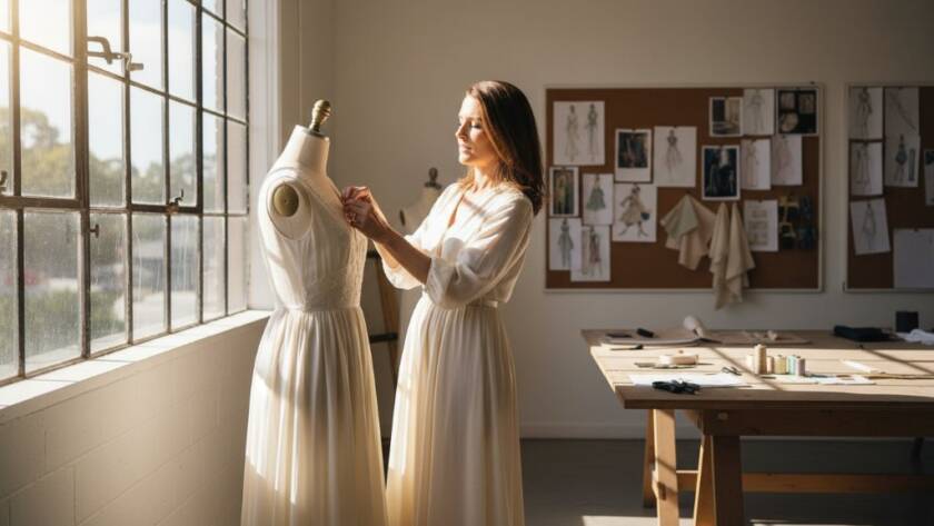 A dynamic, wide-angle shot of a chef proudly presenting a gourmet dish in a sun-drenched cafe in Surrey Hills, exemplifying Surrey Hills editorial photography for local businesses, with blurred patrons in the background and a warm, inviting atmosphere, professional color grading.