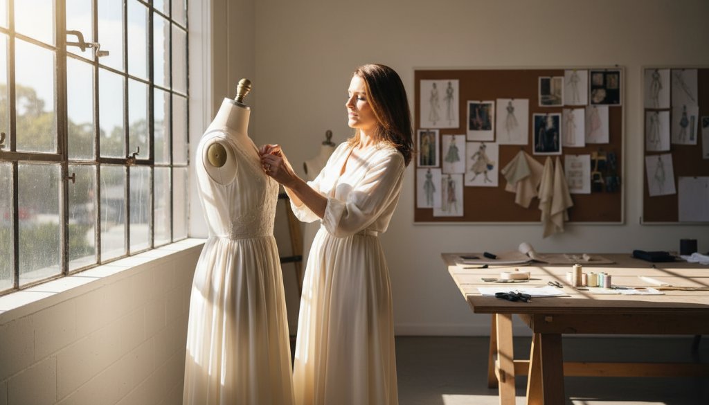 A dynamic, wide-angle shot of a chef proudly presenting a gourmet dish in a sun-drenched cafe in Surrey Hills, exemplifying Surrey Hills editorial photography for local businesses, with blurred patrons in the background and a warm, inviting atmosphere, professional color grading.