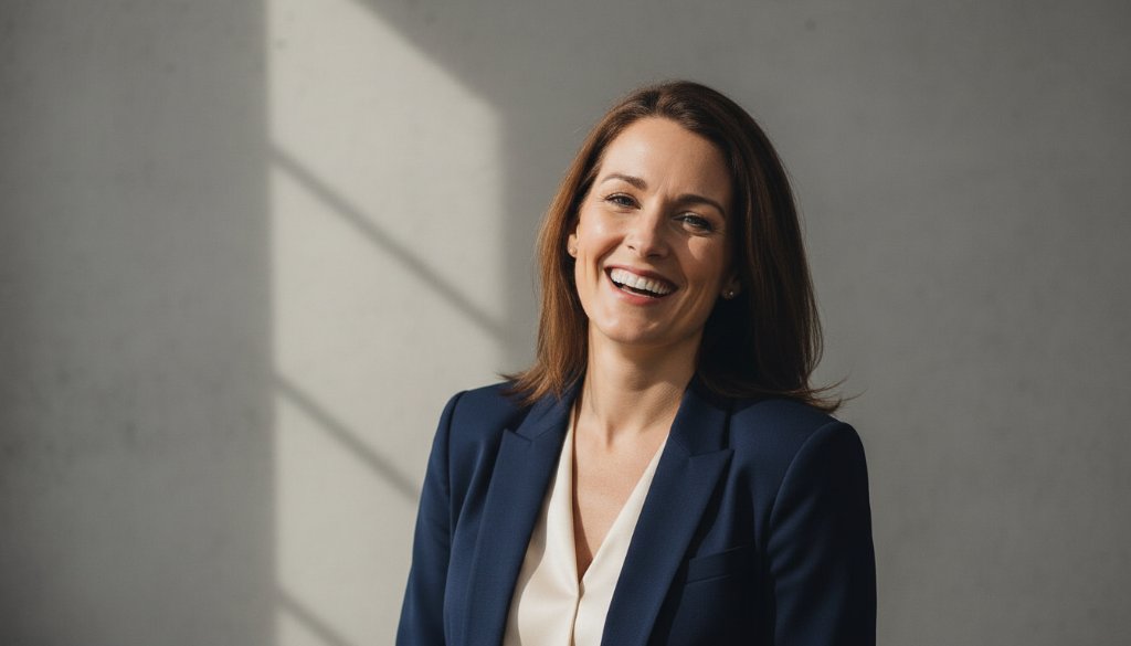A striking, cinematic wide shot capturing an individual radiating confidence during a tailored professional studio portraits Braeside Victoria session, dramatic lighting enhancing their powerful silhouette against a minimalist background.
