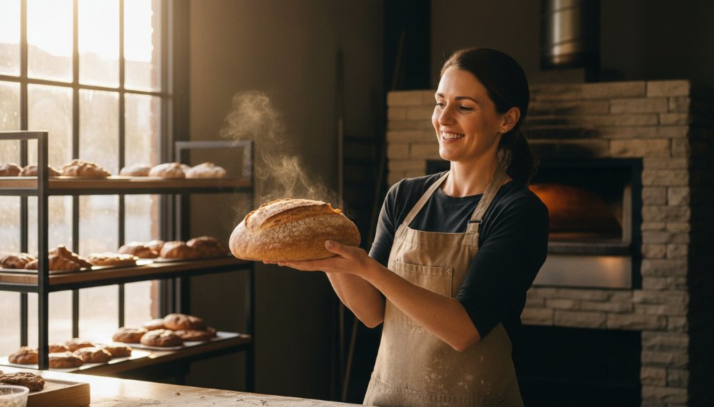 A dynamic Templestowe branding photography authentic local businesses image featuring a local artisan passionately explaining their craft in their sun-drenched Templestowe studio, with their unique products artfully arranged and a warm, inviting atmosphere captured with professional, cinematic lighting.