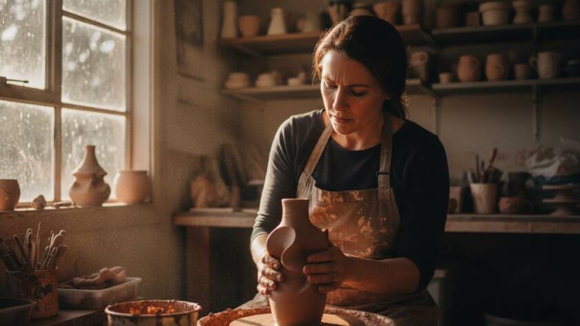 An inspiring, high-angle shot showcasing a local Templestowe Lower entrepreneur passionately presenting their craft, bathed in golden hour light, reflecting the power of Templestowe Lower Editorial Photography for Brand Stories.