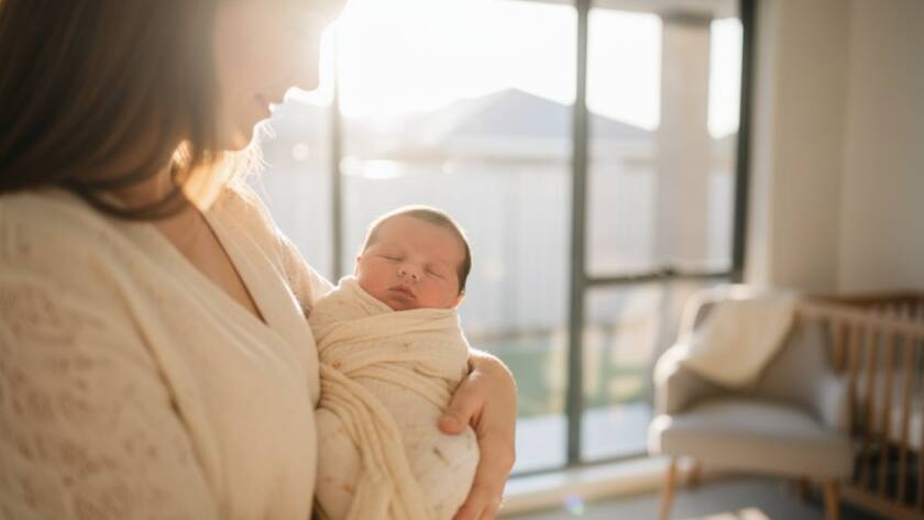 An intimate and emotionally resonant close-up of a newborn's tiny hands gently grasping a parent's finger, captured in a sun-drenched Templestowe Lower home. This Templestowe Lower newborn photography storytelling image embodies tender connection, with soft, diffused light highlighting delicate skin and creating a warm, ethereal glow.