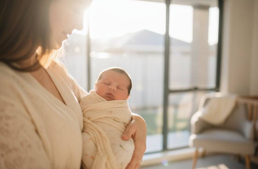 An intimate and emotionally resonant close-up of a newborn's tiny hands gently grasping a parent's finger, captured in a sun-drenched Templestowe Lower home. This Templestowe Lower newborn photography storytelling image embodies tender connection, with soft, diffused light highlighting delicate skin and creating a warm, ethereal glow.