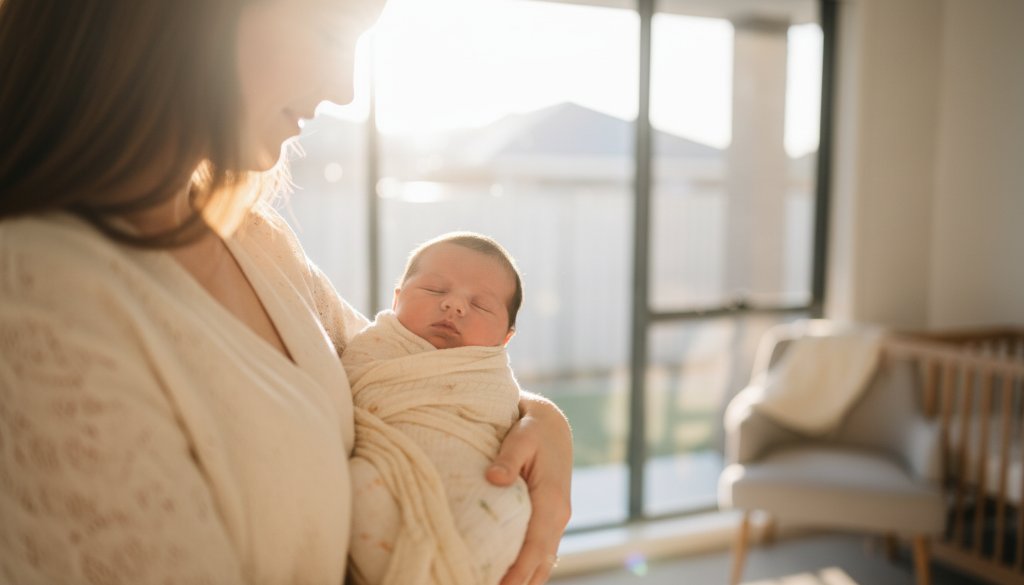 An intimate and emotionally resonant close-up of a newborn's tiny hands gently grasping a parent's finger, captured in a sun-drenched Templestowe Lower home. This Templestowe Lower newborn photography storytelling image embodies tender connection, with soft, diffused light highlighting delicate skin and creating a warm, ethereal glow.