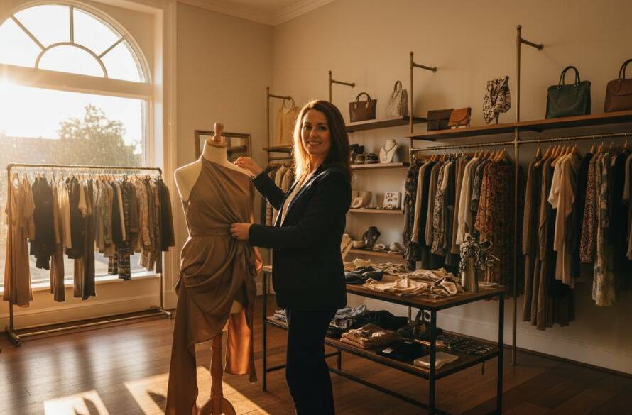 A vibrant, professionally color-graded wide shot capturing a local artisan proudly showcasing their handmade ceramics in their sunlit Templestowe studio, with natural light streaming through large windows, embodying authentic Templestowe small business branding photography and creative passion.