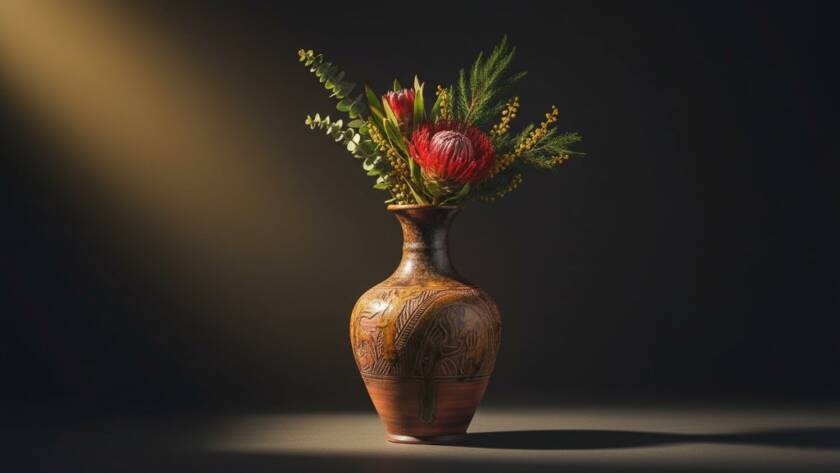 Dramatic studio shot of beautifully styled handcrafted ceramics from The Basin, bathed in soft, professional light, showcasing The Basin Professional Product Photography for Local Brands expertise.