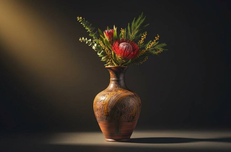 Dramatic studio shot of beautifully styled handcrafted ceramics from The Basin, bathed in soft, professional light, showcasing The Basin Professional Product Photography for Local Brands expertise.