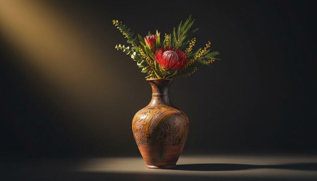 Dramatic studio shot of beautifully styled handcrafted ceramics from The Basin, bathed in soft, professional light, showcasing The Basin Professional Product Photography for Local Brands expertise.