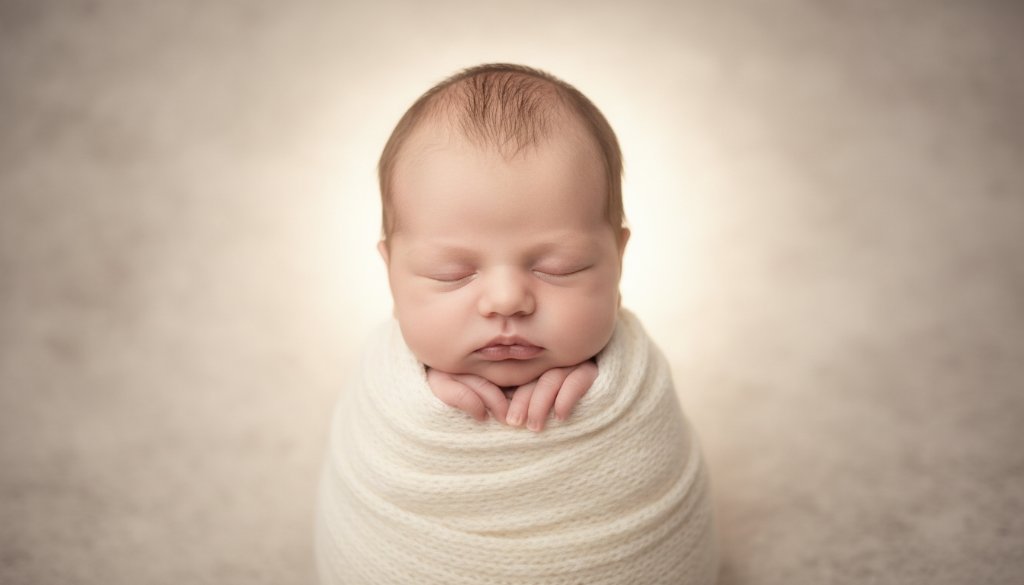 An ethereal close-up photograph capturing the delicate feet of a sleeping newborn baby, gently held in a parent's hands, bathed in soft, warm light against a dreamy, blurred background, embodying timeless newborn photography Armadale family portraits.