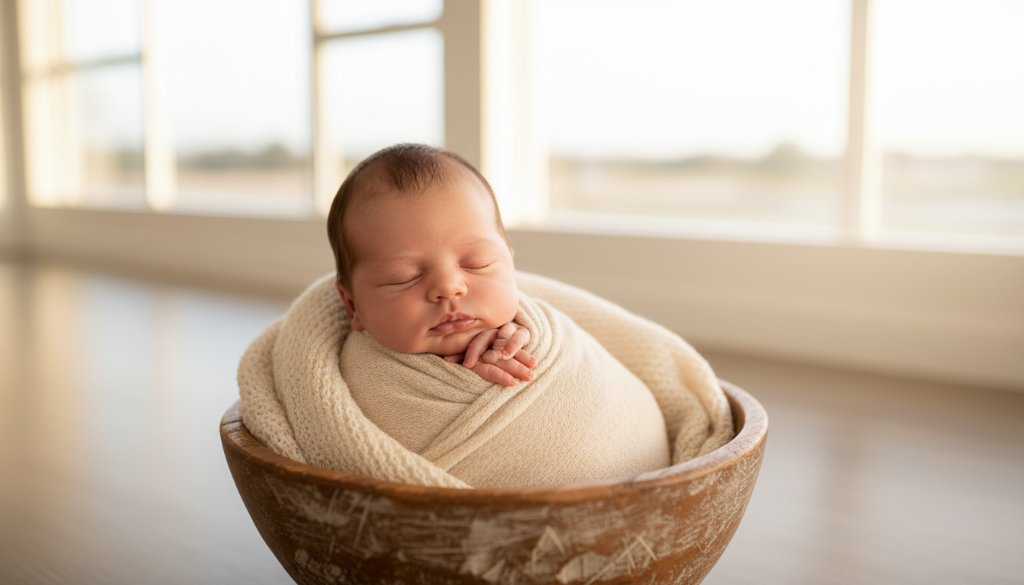 A heartwarming, softly lit close-up of a newborn baby's tiny feet nestled in a parent's hands, embodying 'Truganina newborn photography cherished family moments,' with gentle focus and warm tones.