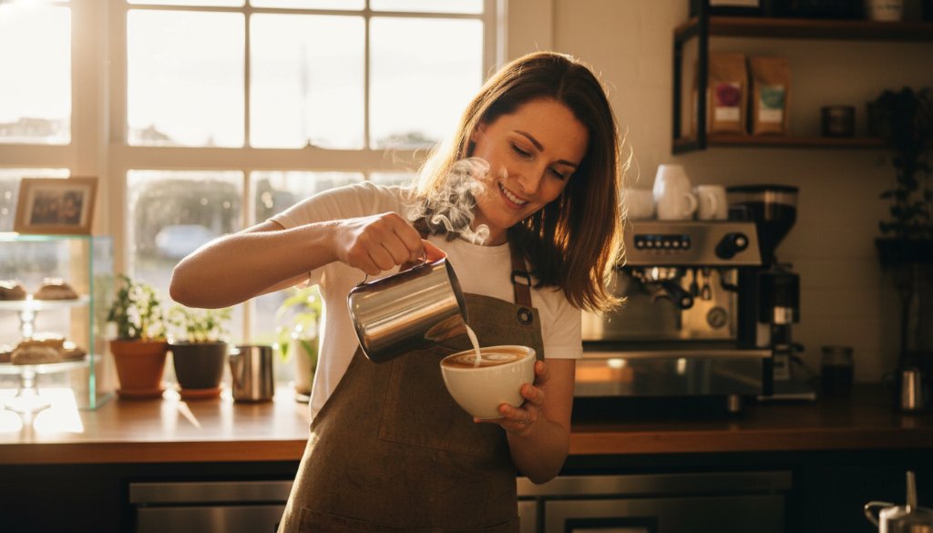 A vibrant, high-energy professional branding photography session in Sydenham, Victoria, capturing a local artisan proudly showcasing their handcrafted products with dramatic natural light, embodying the 'Unlock Sydenham Business Potential with Branding Photography' theme.