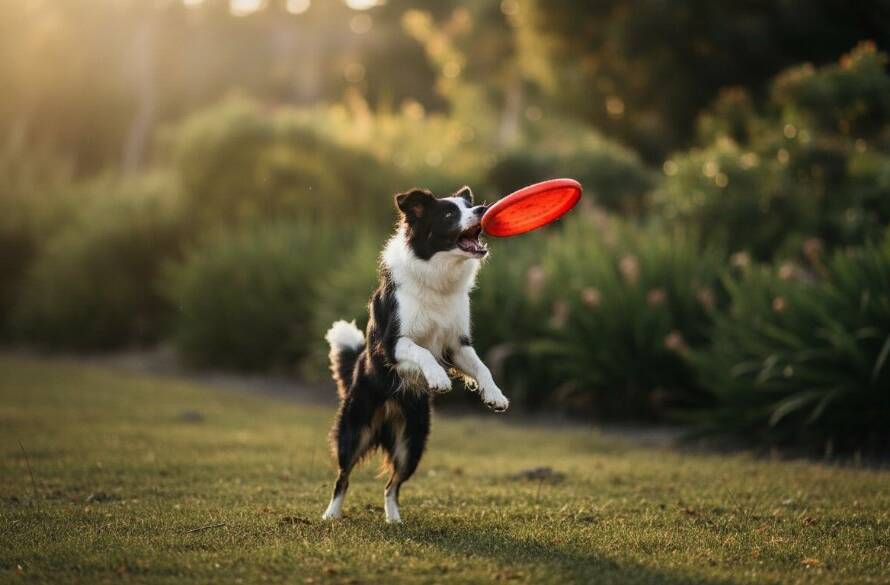 A majestic golden retriever joyfully leaping through sun-dappled foliage in Upper Ferntree Gully, captured with expert Upper Ferntree Gully playful pet photography, embodying an epic moment of pure canine bliss.