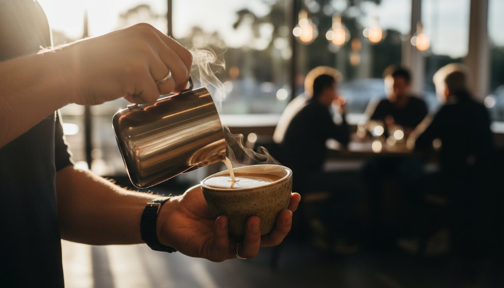 A vibrant Kealba cafe menu photography Melbourne shot, showcasing a perfectly plated artisanal brunch dish with golden-brown sourdough, creamy avocado, and poached eggs, dramatically lit by morning sun streaming through a cafe window in Kealba, creating an epic moment of culinary artistry.
