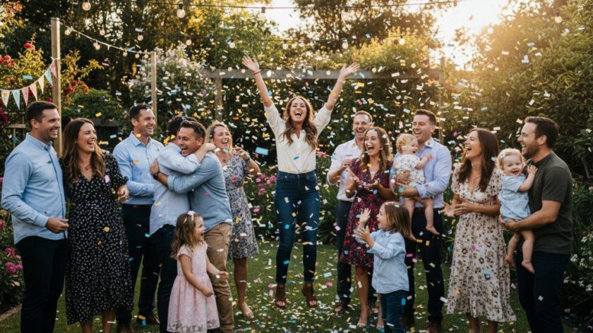 An energetic group of friends laughing and dancing under string lights at an outdoor celebration in Drumcondra, expertly captured with vibrant party photography Drumcondra Victoria, showcasing authentic joy and dynamic movement.