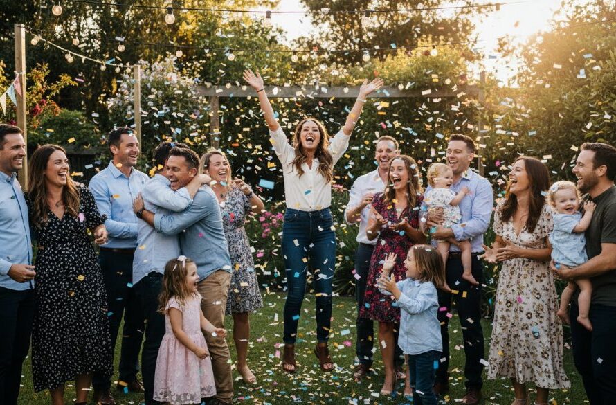An energetic group of friends laughing and dancing under string lights at an outdoor celebration in Drumcondra, expertly captured with vibrant party photography Drumcondra Victoria, showcasing authentic joy and dynamic movement.