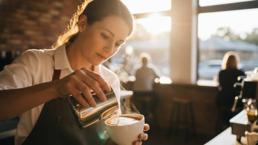 An epic moment captured in a vibrant Ringwood food photography for local eateries, showing a beautifully plated brunch dish with steam rising, professional lighting, and a bustling cafe background in Ringwood, Victoria.