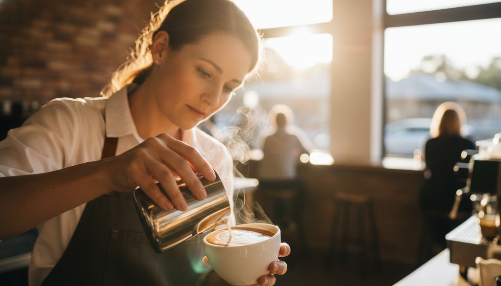 An epic moment captured in a vibrant Ringwood food photography for local eateries, showing a beautifully plated brunch dish with steam rising, professional lighting, and a bustling cafe background in Ringwood, Victoria.