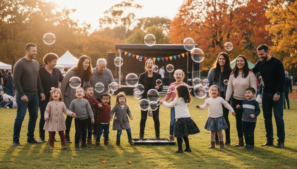 A vibrant, professionally lit photograph capturing an epic, joyous moment at a Wantirna community event, showcasing the expert Wantirna community event photography service of Image by SD.