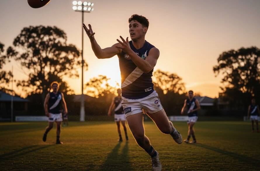 A young athlete in Wantirna celebrates an incredible goal, captured in a dramatic, high-energy shot reflecting Wantirna junior sports photography epic moments.