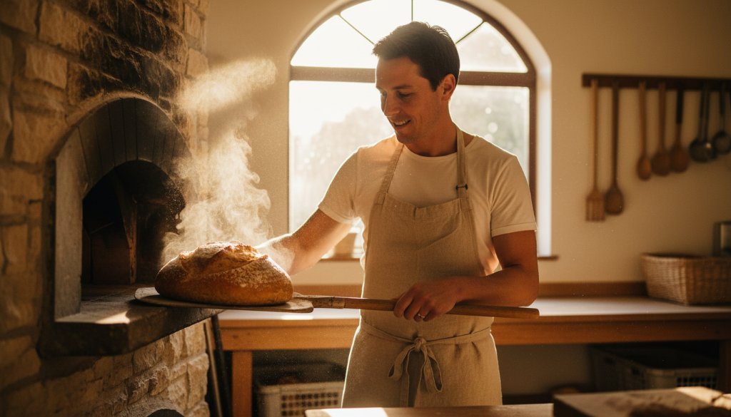 A dynamic shot of a local Wantirna South entrepreneur proudly showcasing their artisan product in their bustling workshop, beautifully lit to highlight craftsmanship, illustrating expert Wantirna South editorial photography for local businesses.