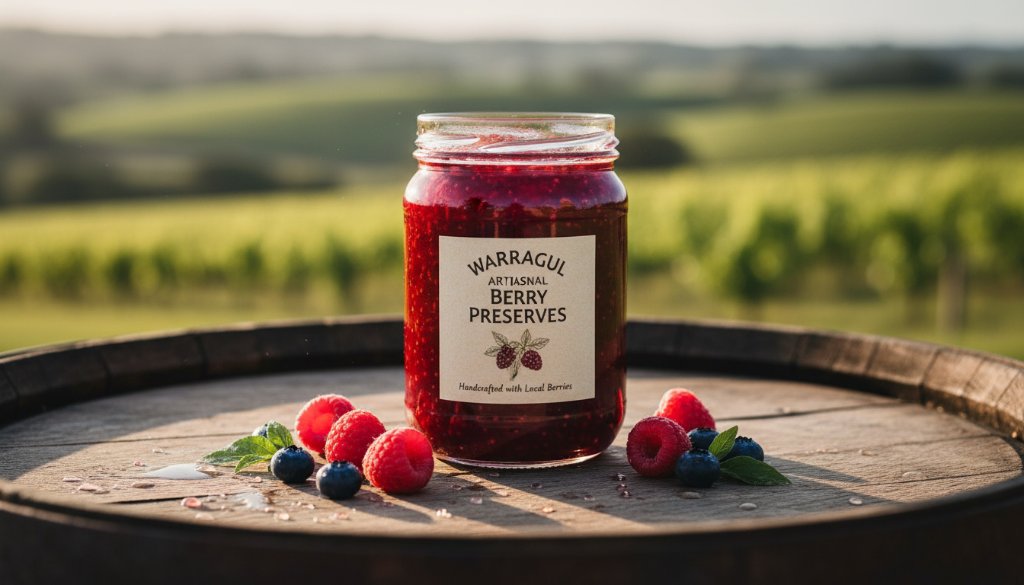 Dramatic studio shot of a handcrafted Warragul artisan product, possibly a gourmet preserves jar or a ceramic piece, bathed in soft, directional light to highlight its textures and craftsmanship, representing Warragul artisan product photography elevation.
